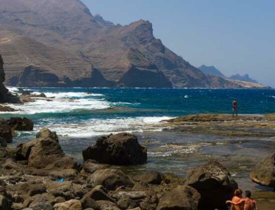 Nude beach at Faneroque beach, Agaete, Gran Canaria